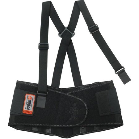 PROFLEX BY ERGODYNE Back Support, w/Suspenders, Spandex, 42"-46"Waist, 2XL, Black EGO11286